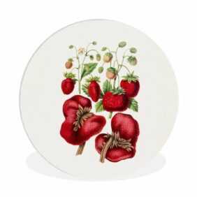 MuchoWow Gemälde Erdbeeren - Obst - Lebensmittel, (1 St), Rundes wandbild für Wohnzimmer, Wandkreis, Wandschmuck, 90x90 cm