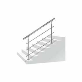 Naizy - Edelstahl-Handlauf Geländer Treppengeländer mit 2 Pfosten für Balkon Treppen Innen und Außen - 160cm 3 Querstreben