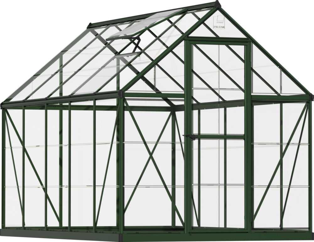 Palram - Canopia Gewächshaus "Harmony", (Set), inkl. Fundamentrahmen, mit klaren Polycarbonatplatten, grün