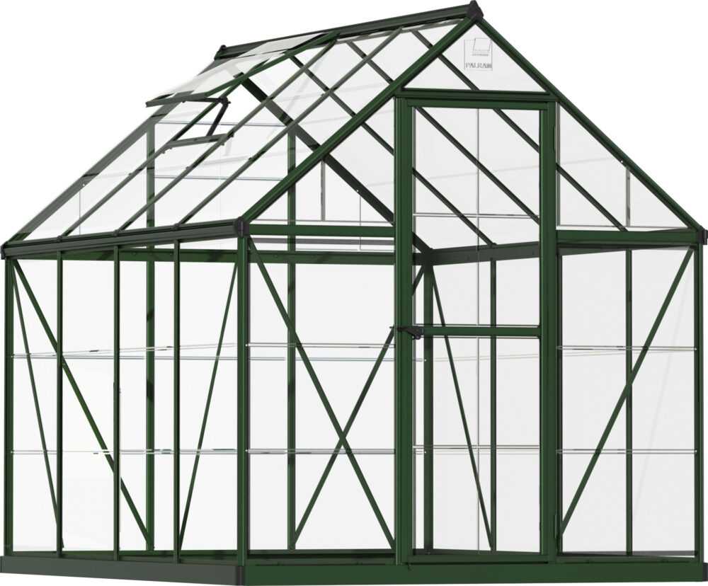 Palram - Canopia Gewächshaus "Harmony", (Set), inkl. Fundamentrahmen, mit klaren Polycarbonatplatten, grün
