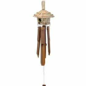 Spetebo Vogelhaus Windspiel mit Vogelhaus - 45 cm, Accessoire für Garten, Balkon oder Terrasse,Windspiel