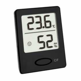 TFA Dostmann Thermo-Hygrometer, Schwarz, digital, Temperatur und Luftfeuchtigkeit Wetterstation