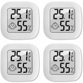 4 Stück Thermometer Hygrometer Innen, Hochpräzises luftfeuchtigkeitsmesser Thermometer Innen, -10°C70°C für Babyzimmer Wohnzimmer Büro Gewächshaus