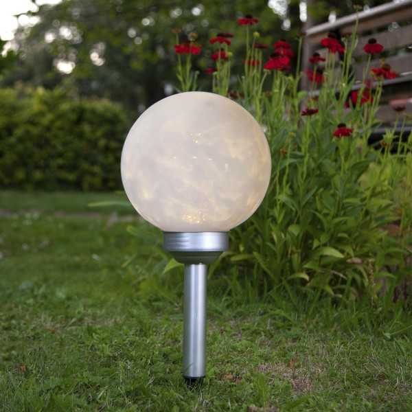 LED Solar Gartenkugel LUNA - Erdspieß - warmweiße LED - H: 37cm - D...