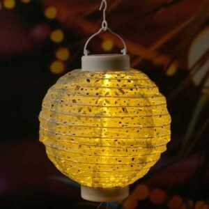 LED Solar Lampion - mit Muster - warmweiße LED - H: 23cm - D: 20cm ...