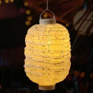 LED Solar Lampion - mit Muster - warmweiße LED - H: 30cm - D: 20cm ...