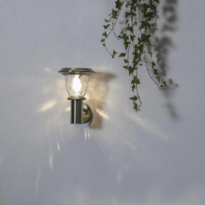 LED Solar Wandleuchte "Pireus" - Edelstahl - warmweiße LED - H: 27c...