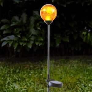 LED Solarkugel "Roma"- Edelstahl - amber Glas - amber LED - H: 68cm...
