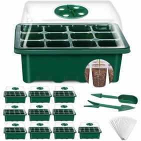 Mini-Gewächshaus für Pflanzen, 10 Stück, 120 Zellen, innere Samenschale, Sämlingsschale, Kindergarten-Wachstumsbox mit robuster Abdeckung und