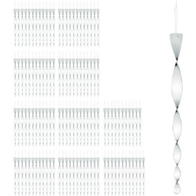 120 x Vogelabwehr Spirale, reflektierend, Vogelvertreiber Balkon & Garten, Windspirale, 40 cm lang, Vogelschreck, silber