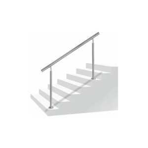 Edelstahl-Handlauf Geländer Treppengeländer mit 2 Pfosten für Balkon Treppen Innen und Außen - 100cm Ohne Querstreben Naizy