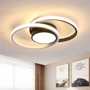 Moderne LED-Deckenlampe, 39W 4725LM, Kreatives rundes Design in Schwarz, LED-Deckenlampe für Esszimmer, Flur, Schlafzimmer, Küche, Balkon, Warmes
