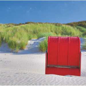 Artland Wandbild "Roter Strandkorb", Strand, (1 St.), als Leinwandbild, Wandaufkleber oder Poster in versch. Grössen