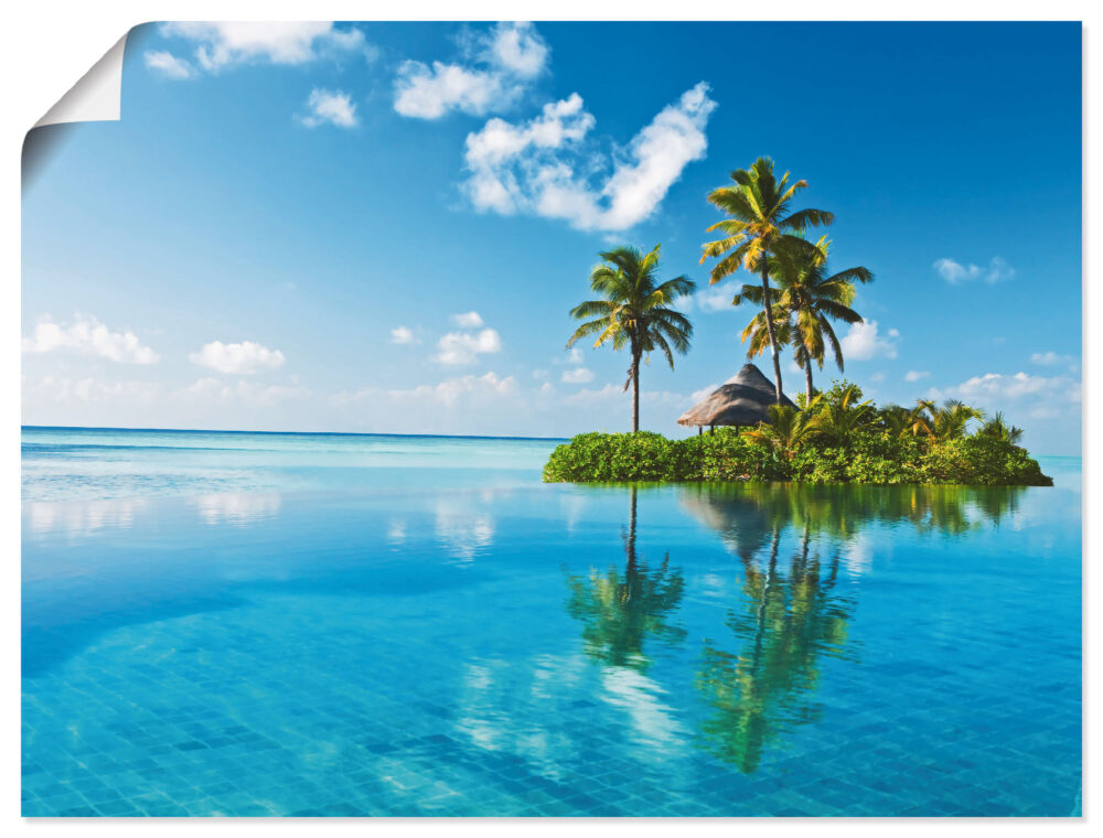 Artland Wandbild "Tropisches Paradies - Insel Palmen Meer", Amerika, (1 St.), als Alubild, Leinwandbild, Wandaufkleber oder Poster in versch. Grössen