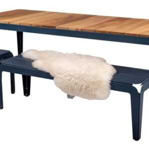 Bended Table Wood Grau-Blau