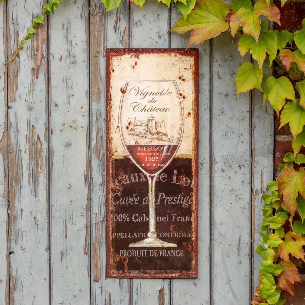 Blechschild mit Weinglas - Dekoration für Gastronomie, Weinlokal, Wein- Bild