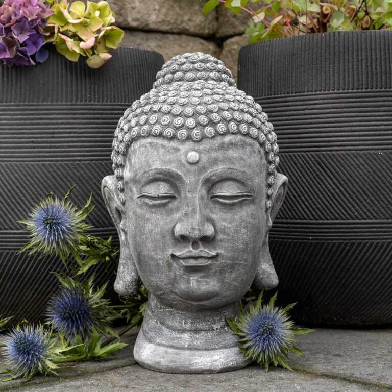 Buddha Shiva Kopf | Steinguss, grau | H 29cm x T 17cm