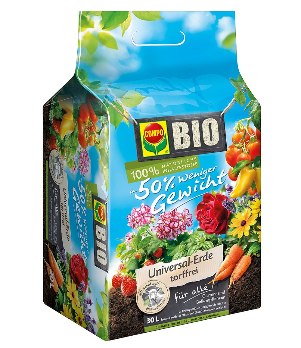 COMPO® Bio-Erde 50 Procent weniger Gewicht