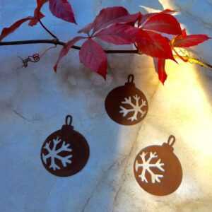 Deko Set - Baumschmuck Kugeln, Metall Dekoration Winter, Anhänger Weihnachtsbaum