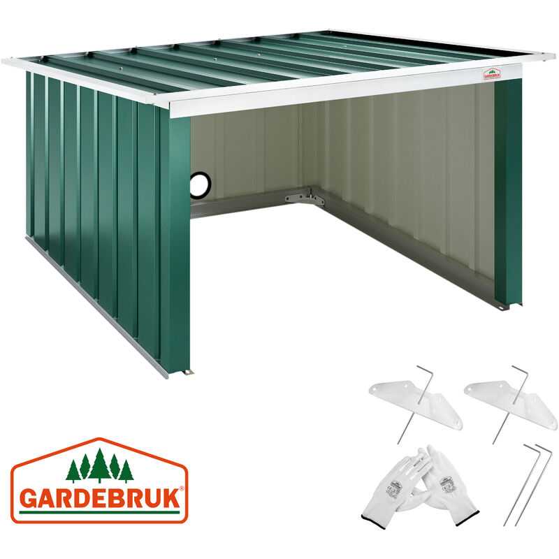 Gardebruk - Mähroboter Garage Metall Wetterbeständig Kabelführung 4x Erdanker Carport Rasen Garten Pultdach Grün