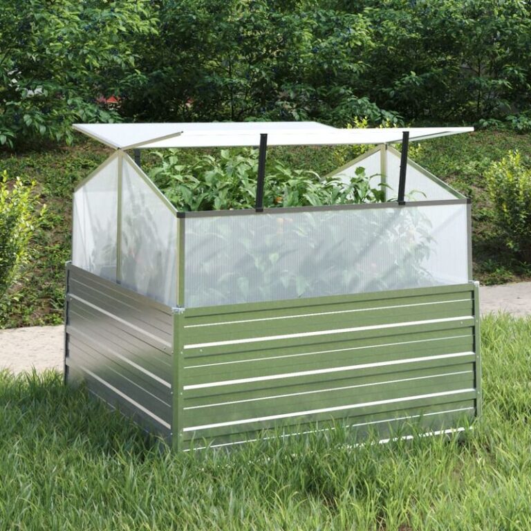 Garten-Hochbeet mit Gewächshaus 100x100x85 cm - Silber - Prolenta Premium