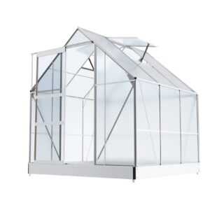 Gewächshaus CUNEO Aluminium 4mm inkl. Fundament mit Dachfenster, Schiebetür, UV-Schutz
