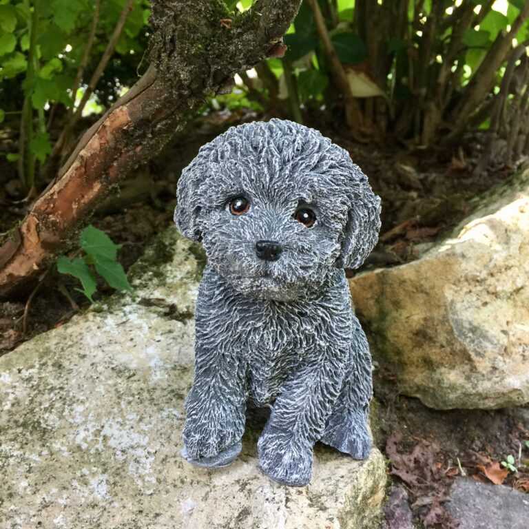 Hundefiguren - Steinfigur Dekoration Tierfiguren Hunde Welpen Malteser Figur