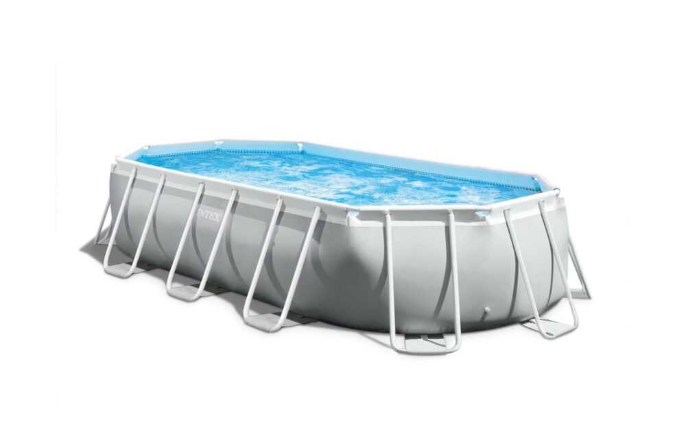 Intex Pool "Prism Frame Oval Set 503x274x122cm", Inkl. Sicherheitsleiter, Pool-Abdeckung, Bodenplane