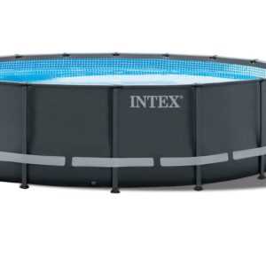Intex Pool "Ultra XTR Frame Set 488 x 122 cm", Inkl. Sicherheitsleiter, Bodenplane, Poolcover, Mosaik-Poolhaut