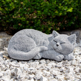 Katze, Skulptur, groß, schlafend | Stein, Grau | H 12,0 x B 29,0 cm