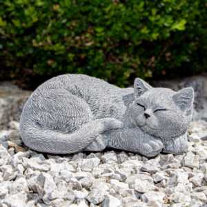 Katze, Skulptur, groß, schlafend | Stein, Grau | H 12,0 x B 29,0 cm
