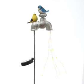 LED Solar Wasserhahn mit Lichtbündel und Vögelchen - Garstenstecker...