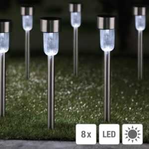 LED Solar Wegleuchte mit Erdspieß - Edelstahl - weiße LED - H: 36cm...