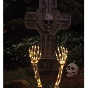 Leuchtende Skelett Arme als Gartenstecker Halloween Gartendeko