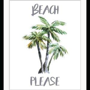queence Bild "BEACH PLEASE", Palmen, gerahmt, Schriftzug, Palmen