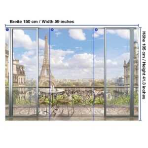 wandmotiv24 Fototapete Aussicht Balkon Paris, glatt, Wandtapete, Motivtapete, matt, Vliestapete