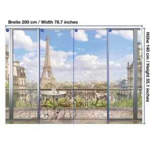 wandmotiv24 Fototapete Aussicht Balkon Paris, strukturiert, Wandtapete, Motivtapete, matt, Vinyltapete, selbstklebend