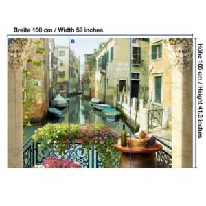 wandmotiv24 Fototapete Balkon Kanal Venedig Gondeln, glatt, Wandtapete, Motivtapete, matt, Vliestapete