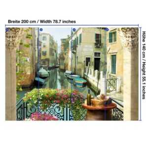 wandmotiv24 Fototapete Balkon Kanal Venedig Gondeln, strukturiert, Wandtapete, Motivtapete, matt, Vinyltapete, selbstklebend