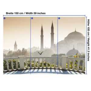 wandmotiv24 Fototapete Blick vom Balkon - Istanbul Blaue Moschee, glatt, Wandtapete, Motivtapete, matt, Vliestapete