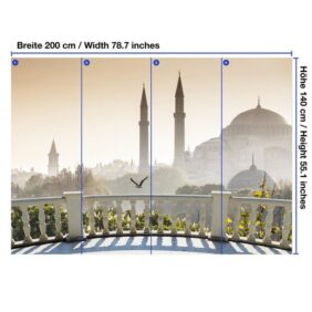 wandmotiv24 Fototapete Blick vom Balkon - Istanbul Blaue Moschee, strukturiert, Wandtapete, Motivtapete, matt, Vinyltapete, selbstklebend