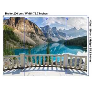 wandmotiv24 Fototapete Blick vom Balkon - Rocky Mountains Kanada, strukturiert, Wandtapete, Motivtapete, matt, Vinyltapete, selbstklebend