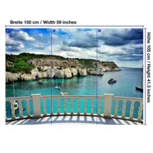 wandmotiv24 Fototapete Blick vom Balkon - Segeln auf dem Meer, glatt, Wandtapete, Motivtapete, matt, Vliestapete