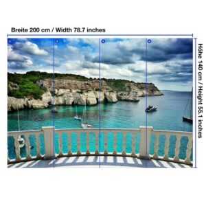 wandmotiv24 Fototapete Blick vom Balkon - Segeln auf dem Meer, strukturiert, Wandtapete, Motivtapete, matt, Vinyltapete, selbstklebend
