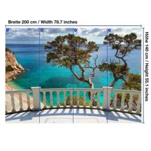 wandmotiv24 Fototapete Blick vom Balkon auf das Meer, strukturiert, Wandtapete, Motivtapete, matt, Vinyltapete, selbstklebend