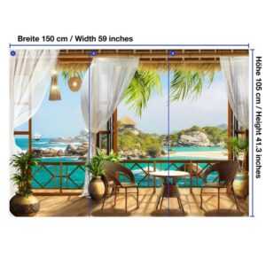 wandmotiv24 Fototapete Tropical Meer-blick Balkon, glatt, Wandtapete, Motivtapete, matt, Vliestapete