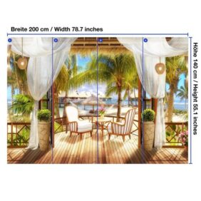 wandmotiv24 Fototapete Urlaub Balkon Strand, strukturiert, Wandtapete, Motivtapete, matt, Vinyltapete, selbstklebend