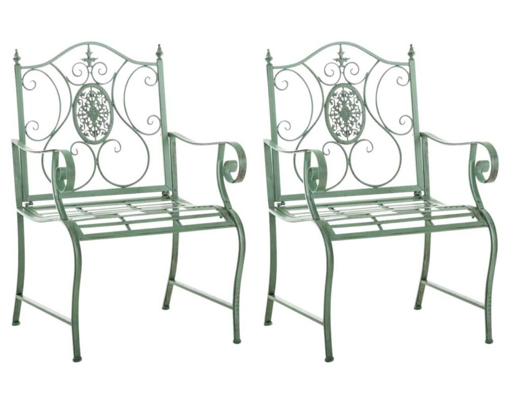 2er Set Gartenstühle Punjab antik-grün