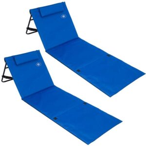 2x Strandmatte gepolstert, mit Lehne & Kopfkissen blau