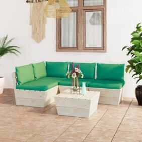 5-tlg. Garten-Sofagarnitur aus Paletten,Gartenmöbel-Set mit Kissen Fichtenholz vidaXL